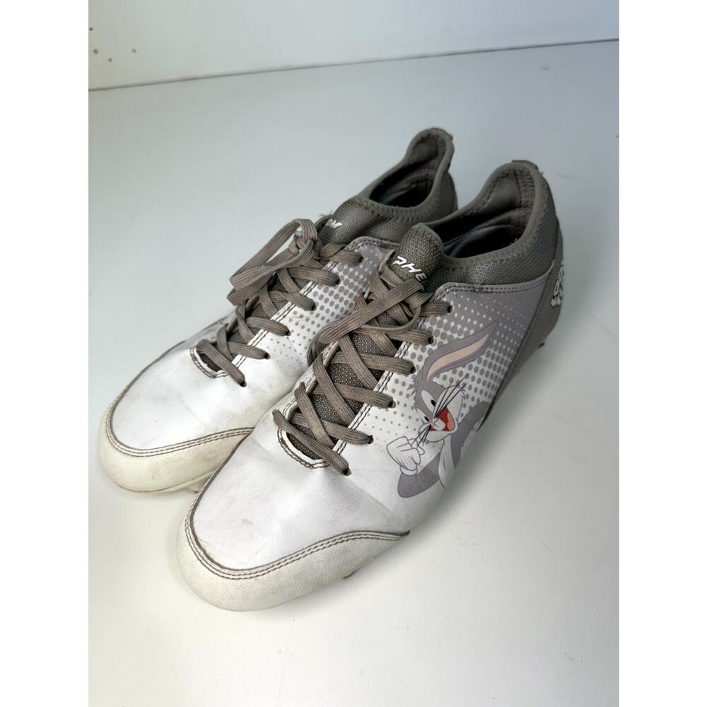 Phenom Elite Looney Tunes Men Football Cleats US 8 White Gray Bugs Bunny Lace Up